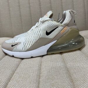 Nike Air Max 270 White and Beige Athletic Shoes